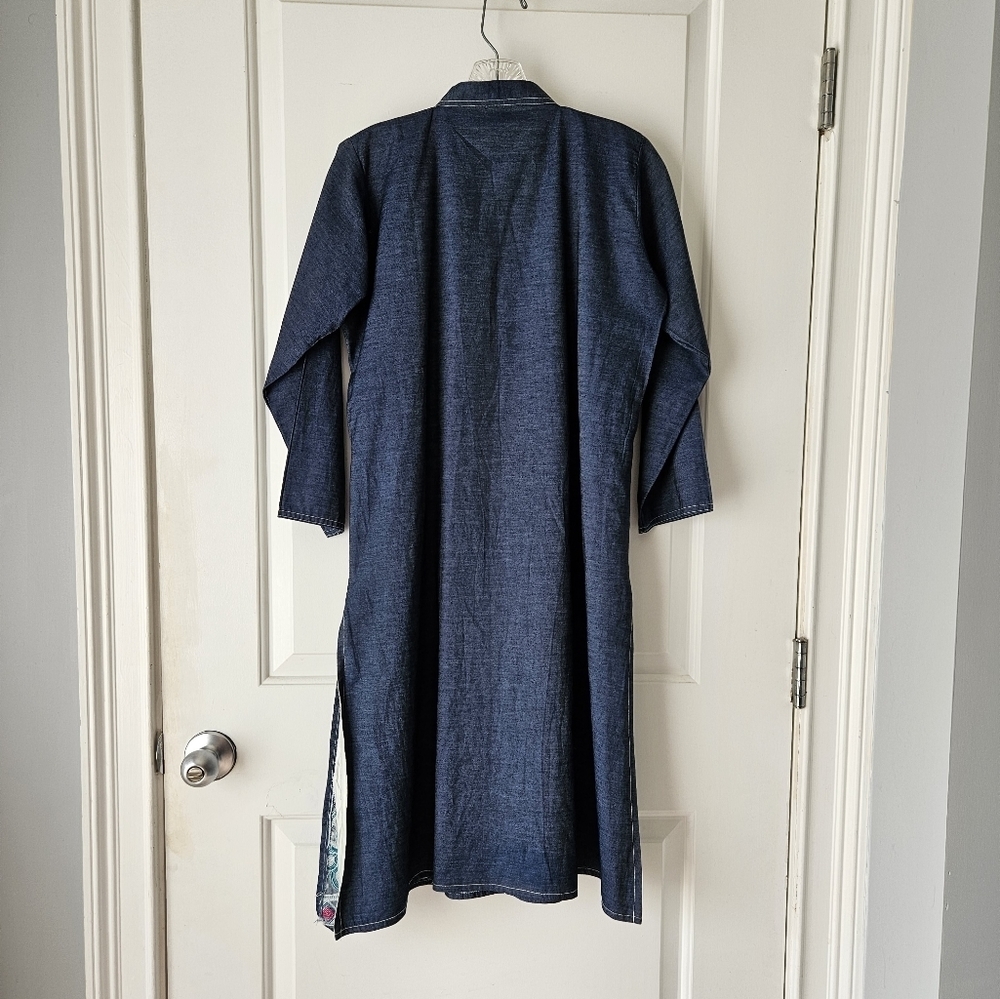 Embroidered Denim Tunic Dress - Picture 4 of 6